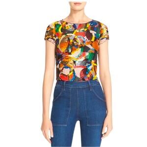 Alice + Olivia Multicolor Sequin Crop Top